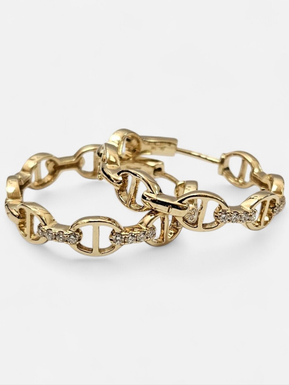 Ladies 14k Gold Gucci Style Hoop Earrings